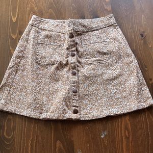 Patterned jean mini skirt